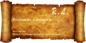 Rothman Levente névjegykártya